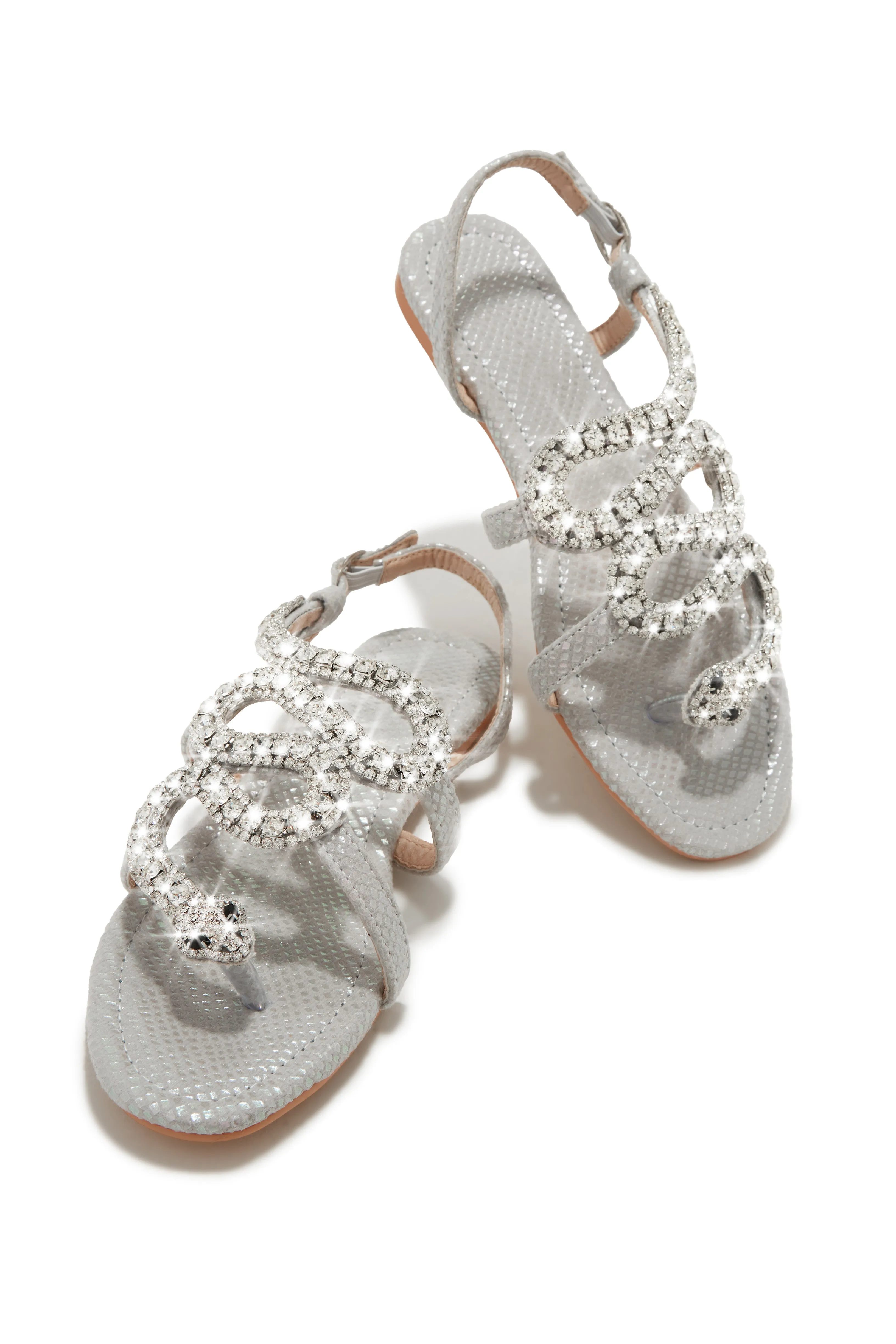Wild One Snake Embellished Sandals - Silver